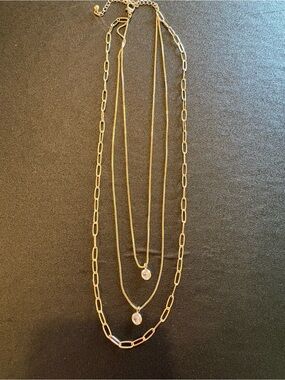 Gold-Tone Layered Pendant Necklace - Elegant Women's Jewelry